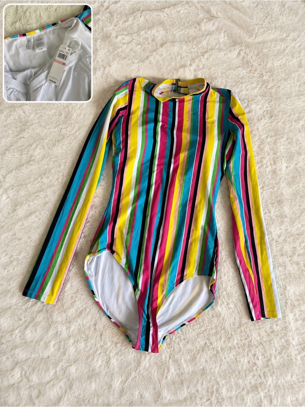 Anne Cole Stripe Rash Guard One Piece UPF 50 Swim NWT Womens 10
